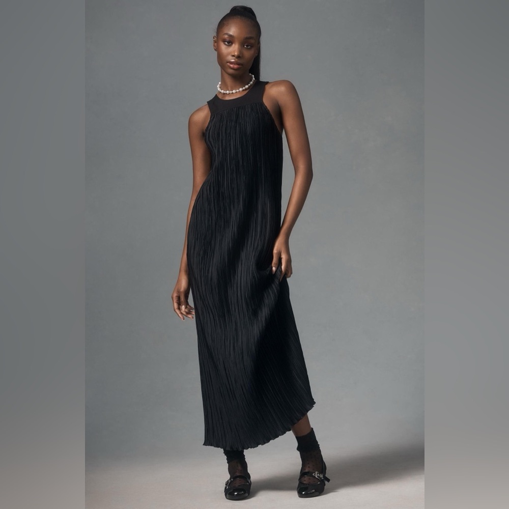 Halter Plissé Maxi Dress